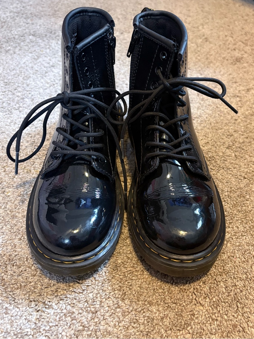 Dr. Martens Black Patent Lace-Up Kids Boots